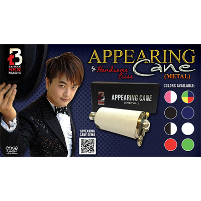 Appearing Cane, Metal /, Red & White by Handsome Criss and Taiwan Ben Magic