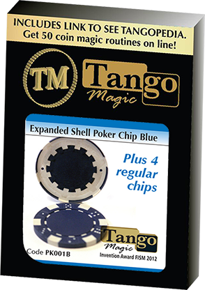 Expanded Shell Poker Chip Blue plus 4 Regular Chips, PK001B by Tango Magic