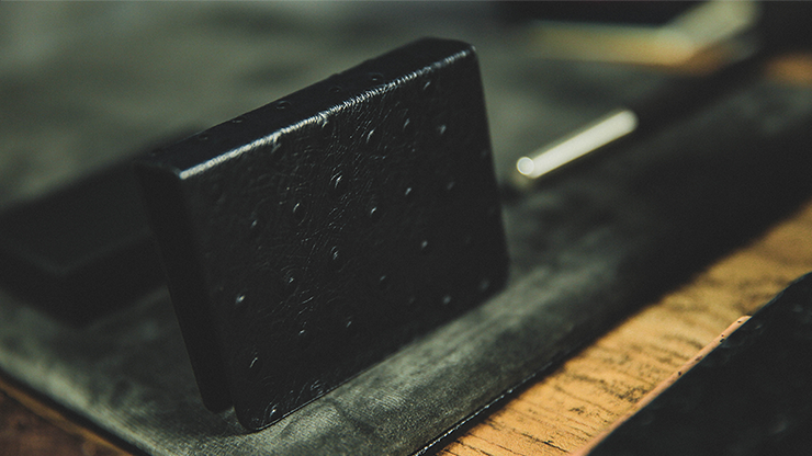 Ostrich Grain Leather Clip, Black/Blue by TCC - Image 2