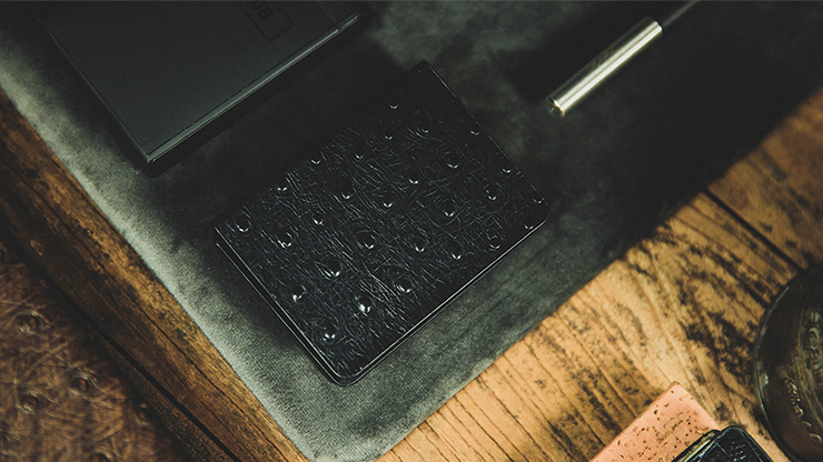 Ostrich Grain Leather Clip, Black/Blue by TCC