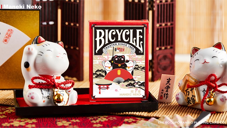 Bicycle Maneki Neko, Red Playing Cards by Bocopo