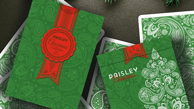 Paisley, Metallic Green with Christmas Gift Box Playing Cards by Dutch Card House Company - Image 2