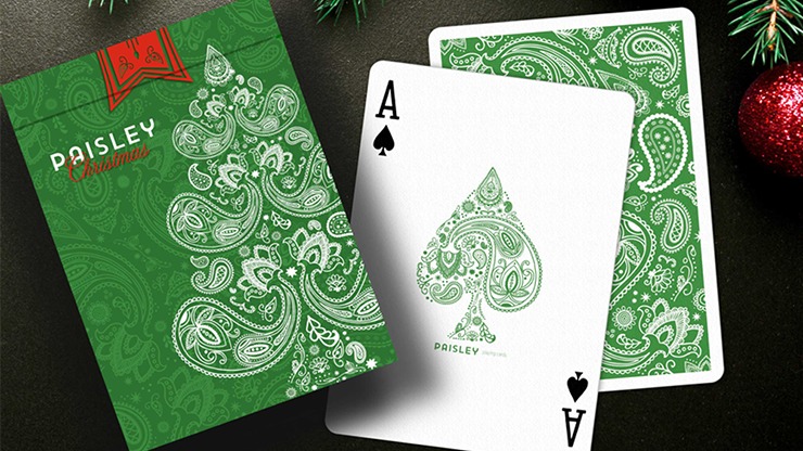 Paisley, Metallic Green with Christmas Gift Box Playing Cards by Dutch Card House Company - Image 4