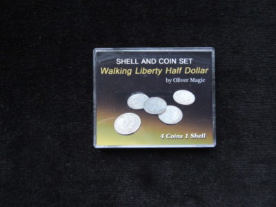Walking Liberty Half Dollar Shell and Coin Set (4 Coins 1 Shell) by Oliver Magic