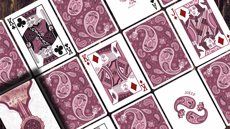 Marked Paisley Ton sur Ton Poudre Rouge Playing Cards - Image 2