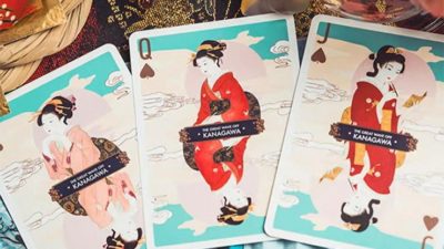 The Great Wave off Kanagawa V3, Fresh Spring / Peppermint Green Playing Cards - Image 4